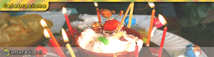 Imatge d’un pastís d’aniversari, per tant amb les espelmes enceses per a ésser bufades.